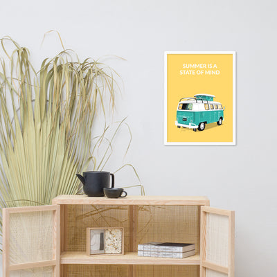 Gerahmtes Kunstposter - VW Bus California Summer by Katrin Queck